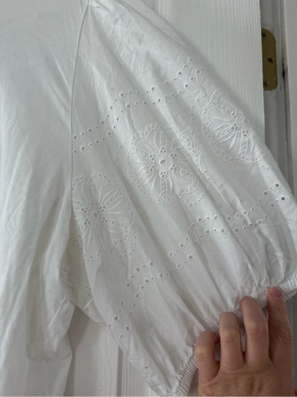 J. Crew White Puff Sleeve Eyelet Top
